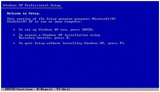 Pilihan Install atau Repair Windows XP 
